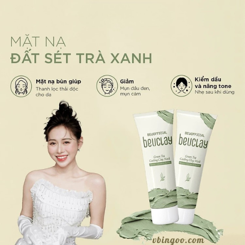 Mat na dat set BEUCLAY tra xanh sang da Mặt nạ đất sét BEUCLAY trà xanh sáng da