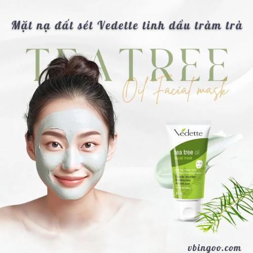 Mat na dat set Vedette tinh dau tram tra Mặt nạ đất sét Vedette tinh dầu tràm trà