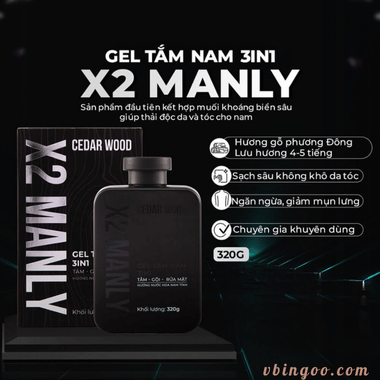 Sữa Tắm Gội Nam 3in1 X2 MANLY