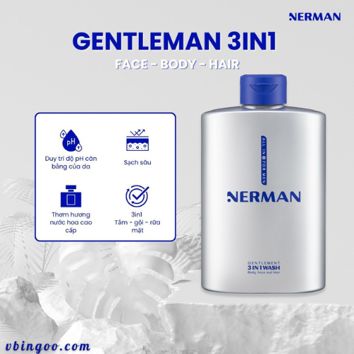Sua Tam Goi Nam Nerman Gentleman 3 in 1 Sữa Tắm Gội Nam Nerman Gentleman 3 in 1