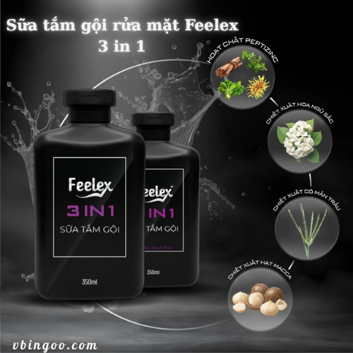 Sua tam goi rua mat Feelex 3 in 1 Sữa tắm gội rửa mặt Feelex 3 in 1