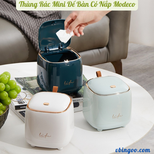 Thùng Rác Mini Để Bàn Có Nắp Modeco