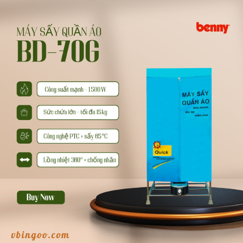 Tu Say Quan Ao Benny BD70G Tủ Sấy Quần Áo Benny BD70G