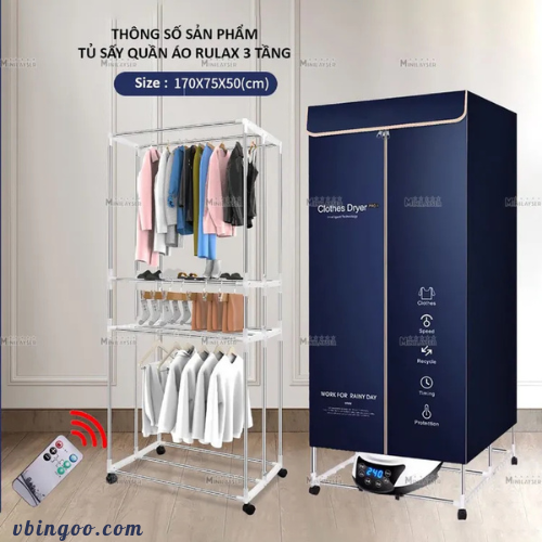Tu Say Quan Ao RULAX 3 Tang Tủ Sấy Quần Áo RULAX 3 Tầng