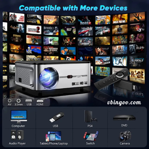 Máy chiếu mini GOOJODOQ Wifi 8k FullHD 1080p