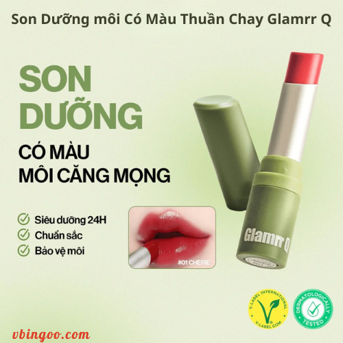 Son Duong moi Co Mau Thuan Chay Glamrr Q Son Dưỡng môi Có Màu Thuần Chay Glamrr Q