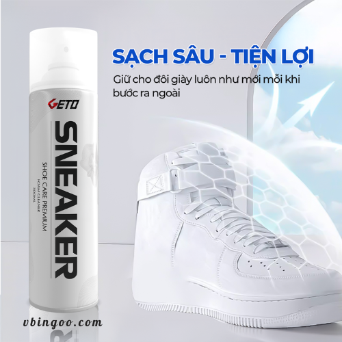 Chai xit tao bot ve sinh giay Sneaker Geto cao cap Chai xịt tạo bọt vệ sinh giày Sneaker Geto cao cấp