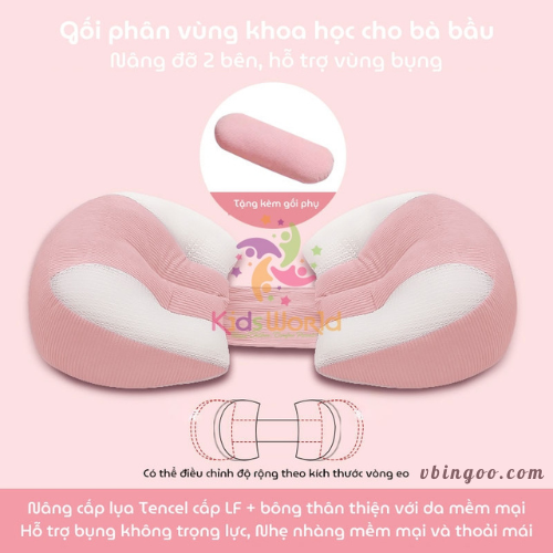 Gối bà bầu cánh tiên KidsWorld vải Tencel cao cấp