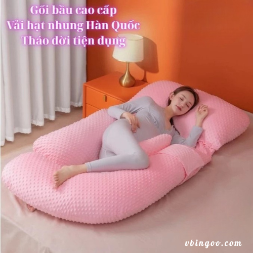 Gối chữ G cho bà bầu cao cấp vải hạt nhung mát xa 3D