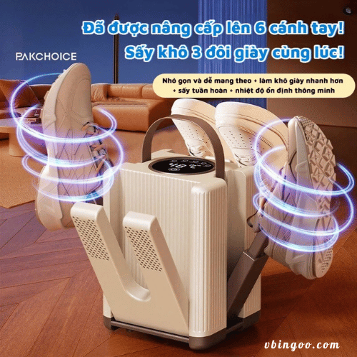 Máy Sấy Giày 6 cánh Khử Mùi Bằng Tia Cực Tím