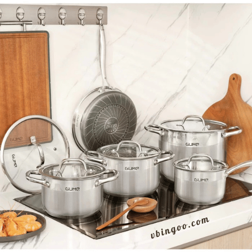 Bộ Nồi Chảo Inox 5 Món Gume Hàn Quốc Cao Cấp GMP PS-2201