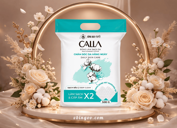 Bong tay trang Bong Bach Tuyet Calla 500Gr Bông tẩy trang Bông Bạch Tuyết Calla 500Gr