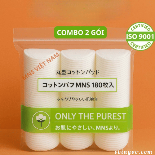 Bong tay trang MNS tron 180 mieng cao cap Bông tẩy trang MNS tròn 180 miếng cao cấp