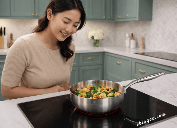 Chảo Inox 304 liền khối miệng Kalpen Lager