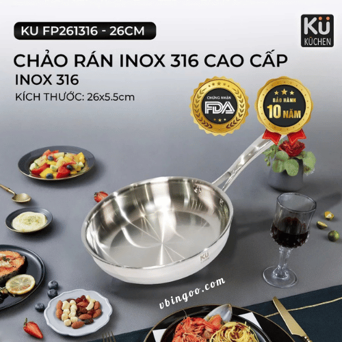 Chảo Inox Kuchen FP261316 Nguyên Khối 5 Lớp