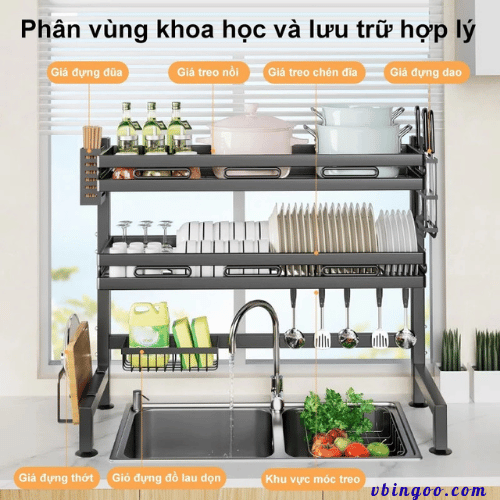 Ke dung bat dia Tren Bon Rua Bat BMZAR Kệ đựng bát đĩa Trên Bồn Rửa Bát BMZAR
