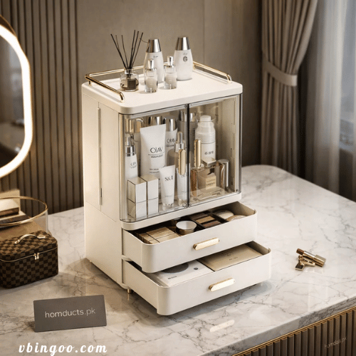 Tủ Trang Điểm Để Bàn Cao Cấp Màu Kem