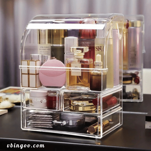 Tủ đựng mỹ phẩm trong suốt nhiều ngăn có nắp đậy