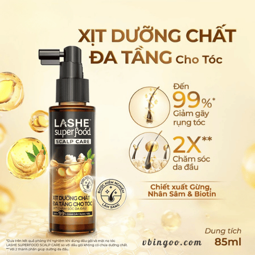 Xịt Dưỡng Tóc LASHE SUPERFOOD SCALP CARE 85ML
