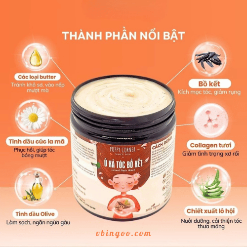 kem u Toc Bo Ket Dau Xa thao Poppy Corner kem ủ Tóc Bồ Kết Dầu Xả thảo Poppy Corner