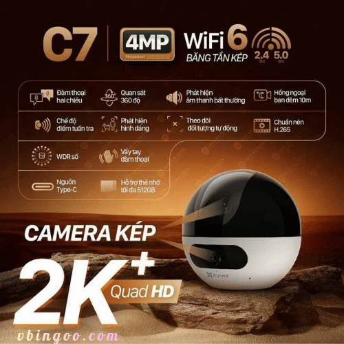 Camera wifi trong nhà Ezviz C7 4MP