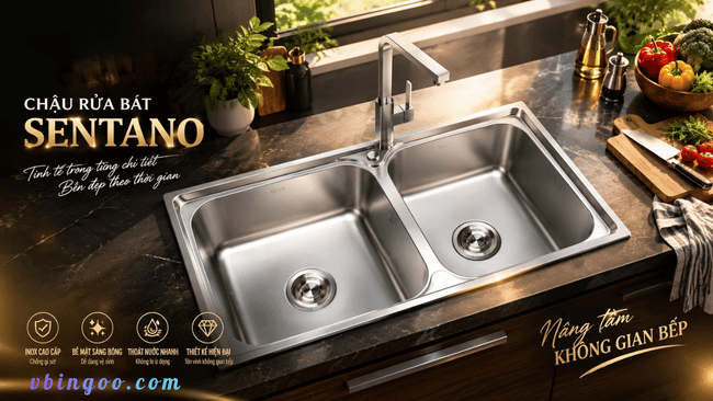 Chau rua bat 2 ho inox ROYALROOM Chậu rửa bát 2 hố inox ROYALROOM
