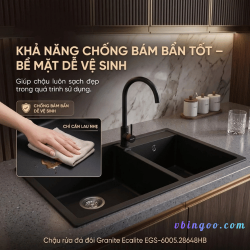 Chau rua bat da Granite 1 hoc lon Ecalite Chậu rửa bát đá Granite 1 hộc lớn Ecalite