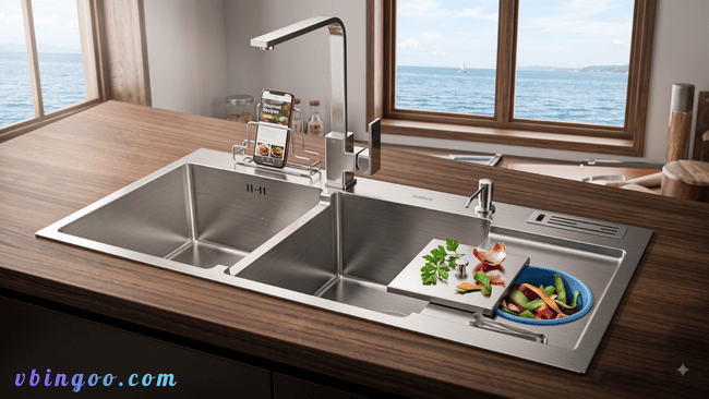 Chau rua chen duc lien khoi inox 304 SENTANO Chậu rửa chén đúc liền khối inox 304 SENTANO