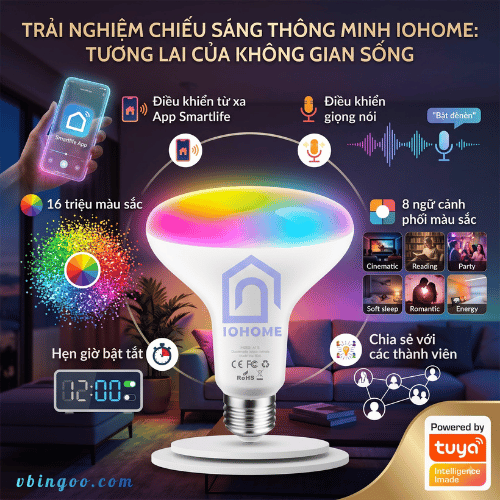 Den Thong Minh WiFi 16 Trieu Mau IOHOME Đèn Thông Minh WiFi 16 Triệu Màu IOHOME